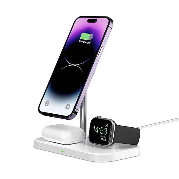 Tech-Protect Qi15W-A22/3In1 Magnetic Magsafe Wireless Charger White