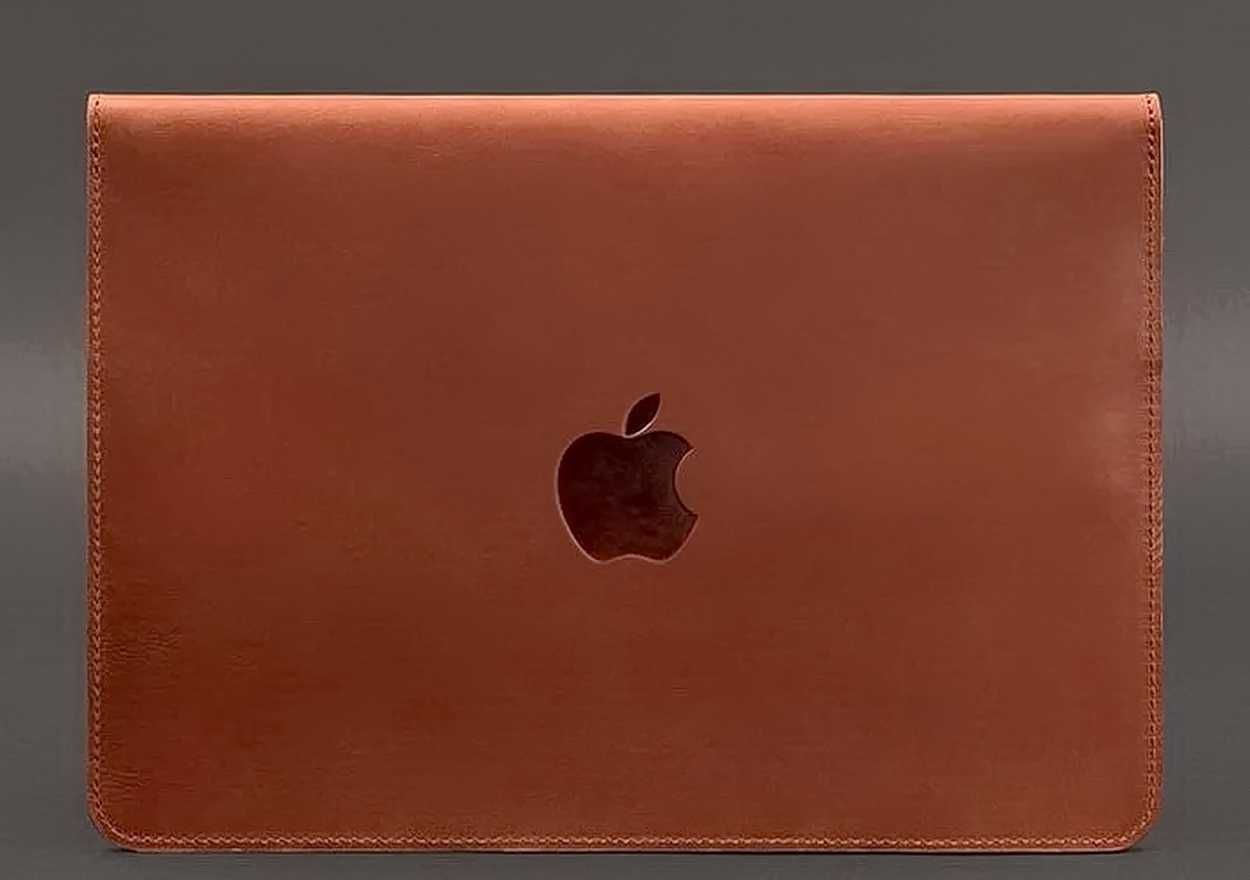 Шкіряний чохол-конверт для MacBook 13, колір коньяк