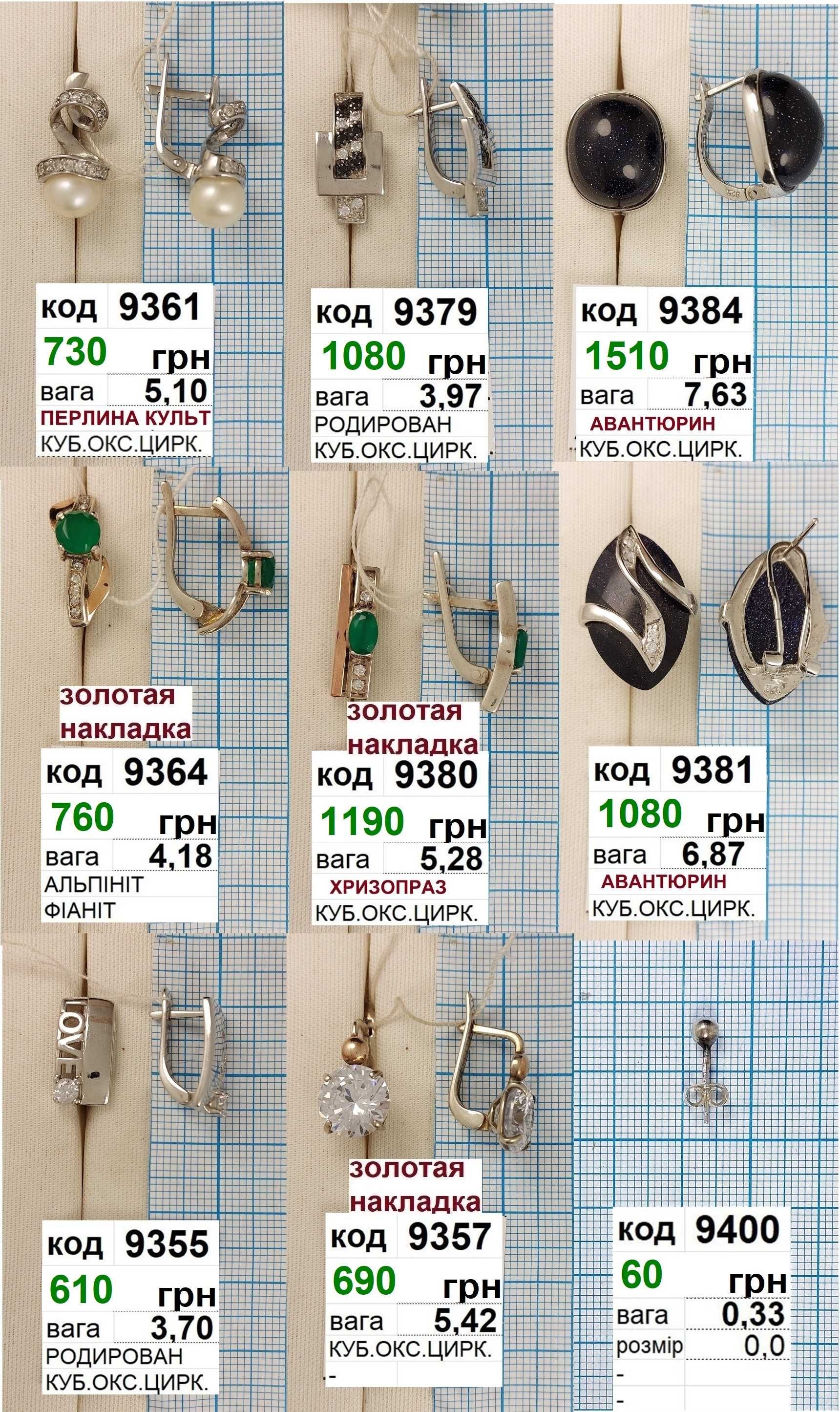 Золоті/срібні сережки, пірсинг, сережки Конго нові. Розпродаж ФОП