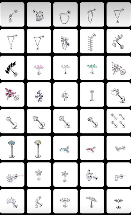 Титановий сріблястий пірсинг лабрет в хрящ пірсинг в ухо