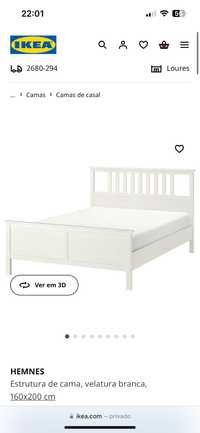 Cama casal Hemnes  (colchão e estrado incluidos)