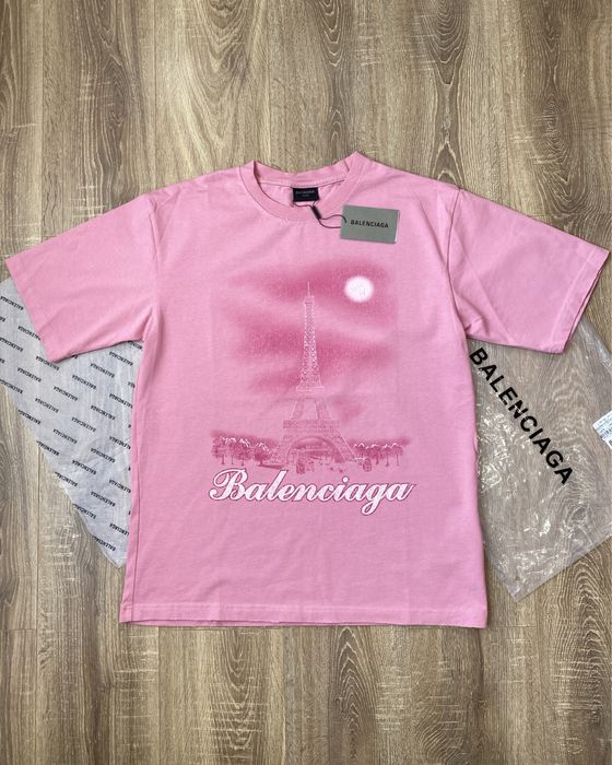 Футболка Balenciaga Paris рожева