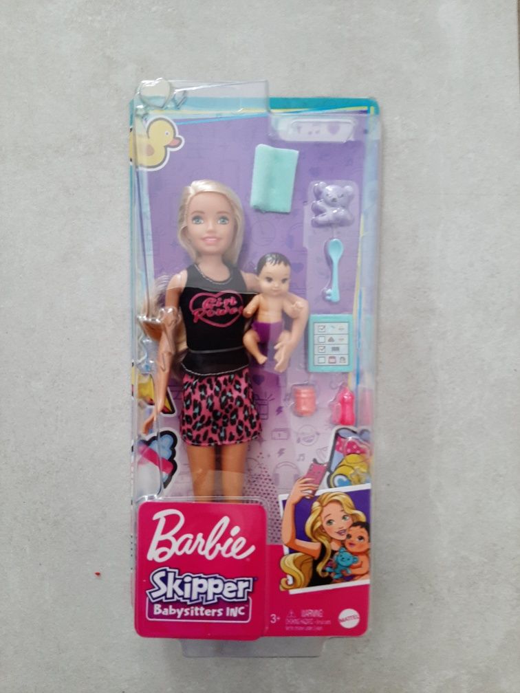 Barbie lalka opiekunka i bobas plus akcesoria