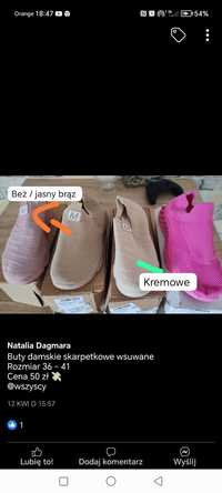 Buty wsuwane sportowe  jak skarpetka  39 40 41
37 24
38  24.5