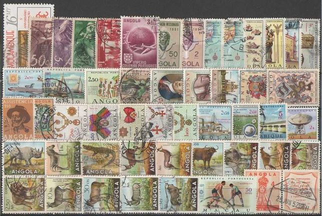 Filatelia: Ex-colónias Portuguesas - 130 selos novos e usados