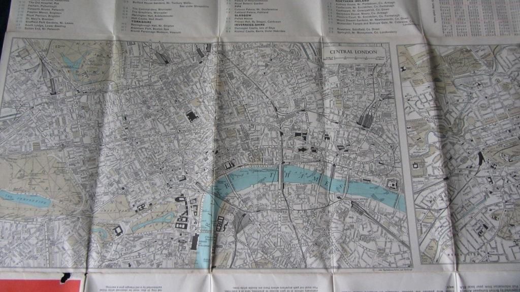 Mapa turístico Reino Unido (1964/65) com Londres e Edimburgo