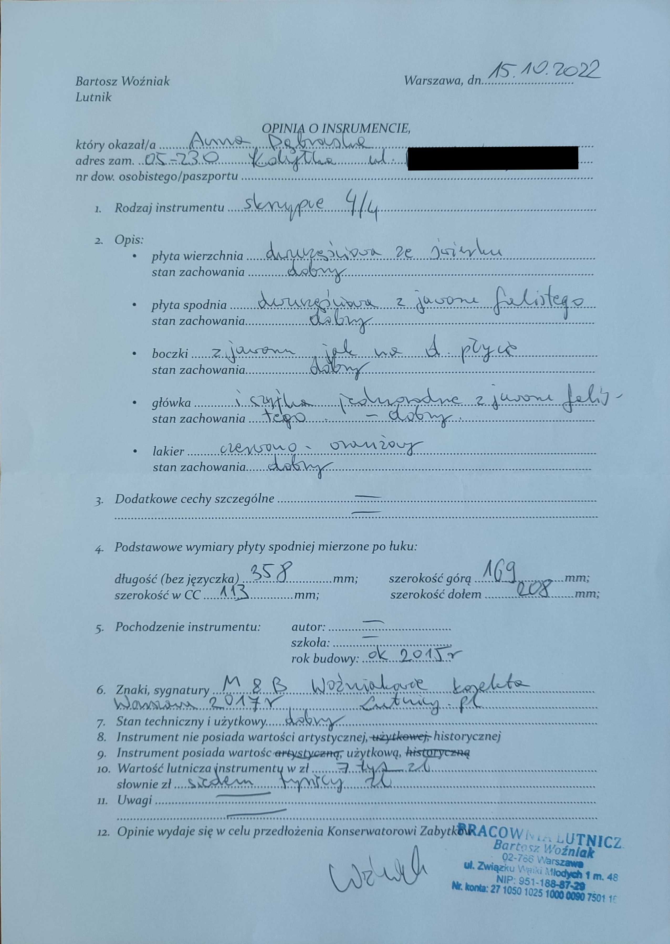 Skrzypce lutnicze 4/4