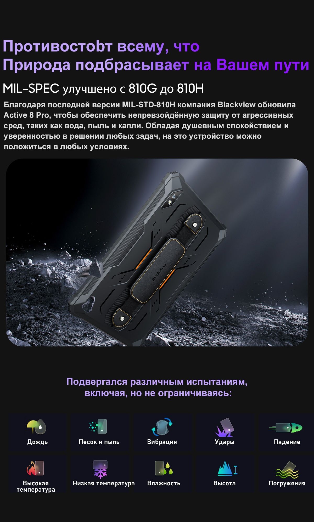 Планшет Blackview Active 8 Pro 8/256 , IP68, 22000мАч, ЗАПЕЧАТАННЫЙ!