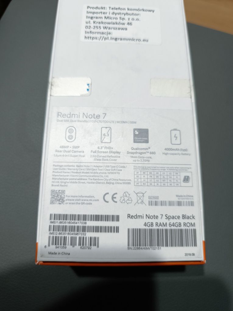 Smartfon Xiaomi redmi note 7 4/64