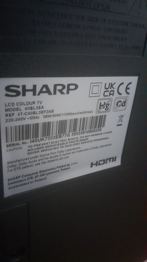 Tv smart sharp z pilotem