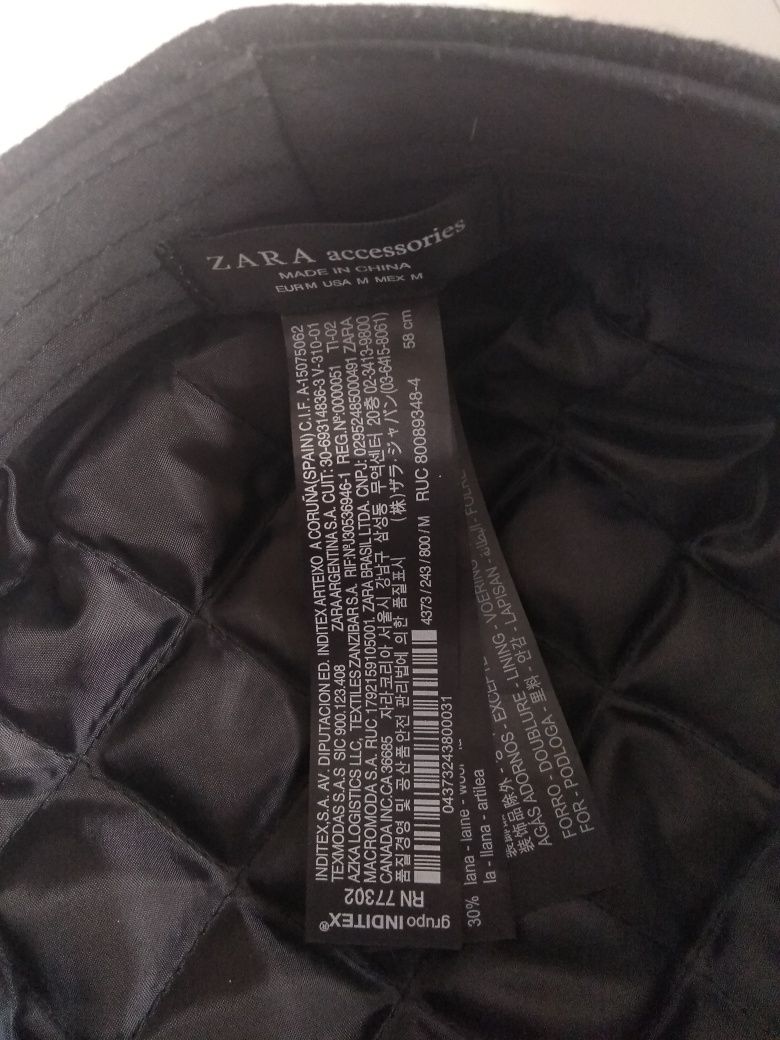 Кепі Zara, чорна, кашемірова жіноча кепка, картуз, кашкет, з ланцюжком
