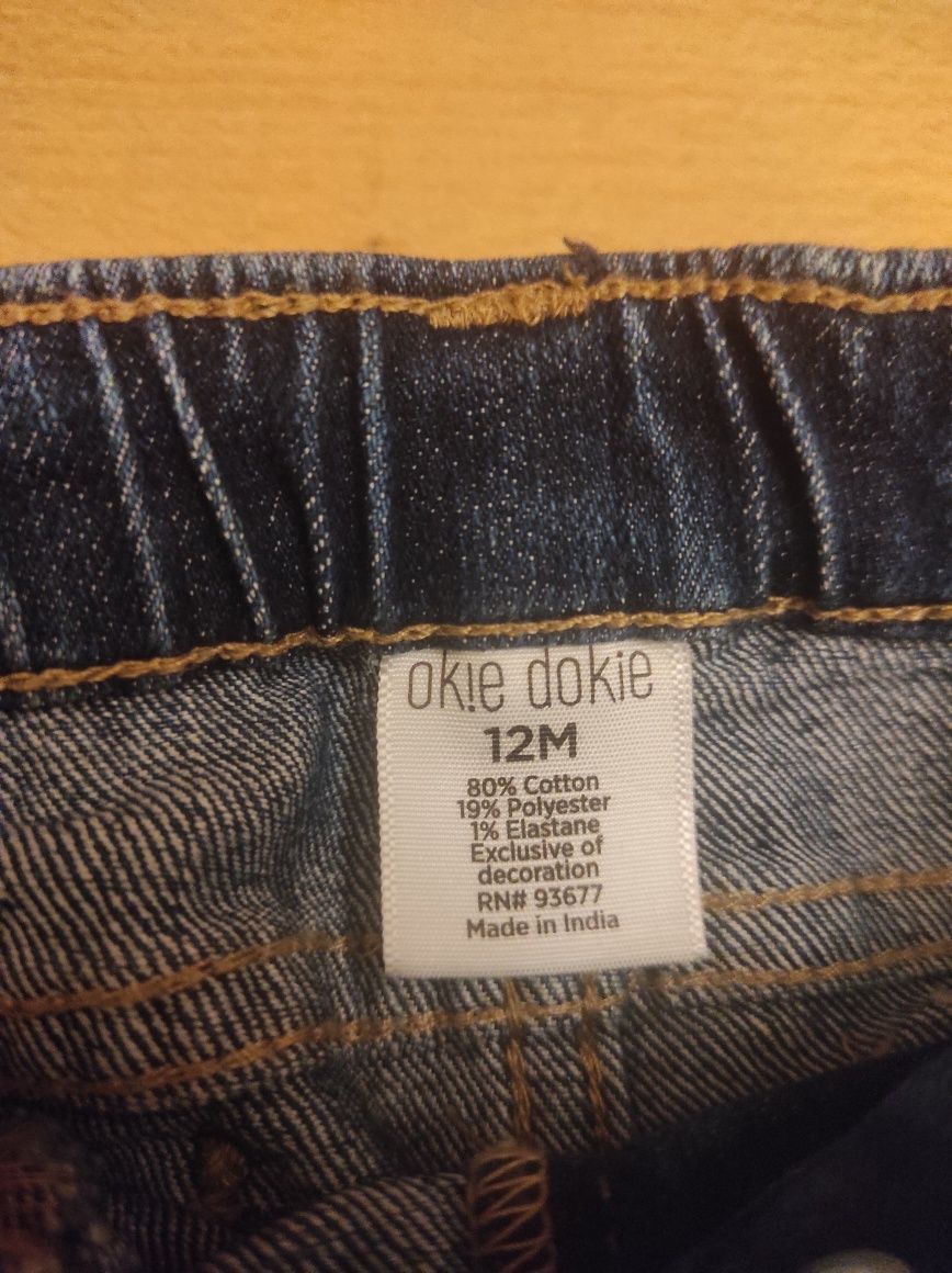 Nowe  spodnie jeansowe chłopiece 12 M okie dokie