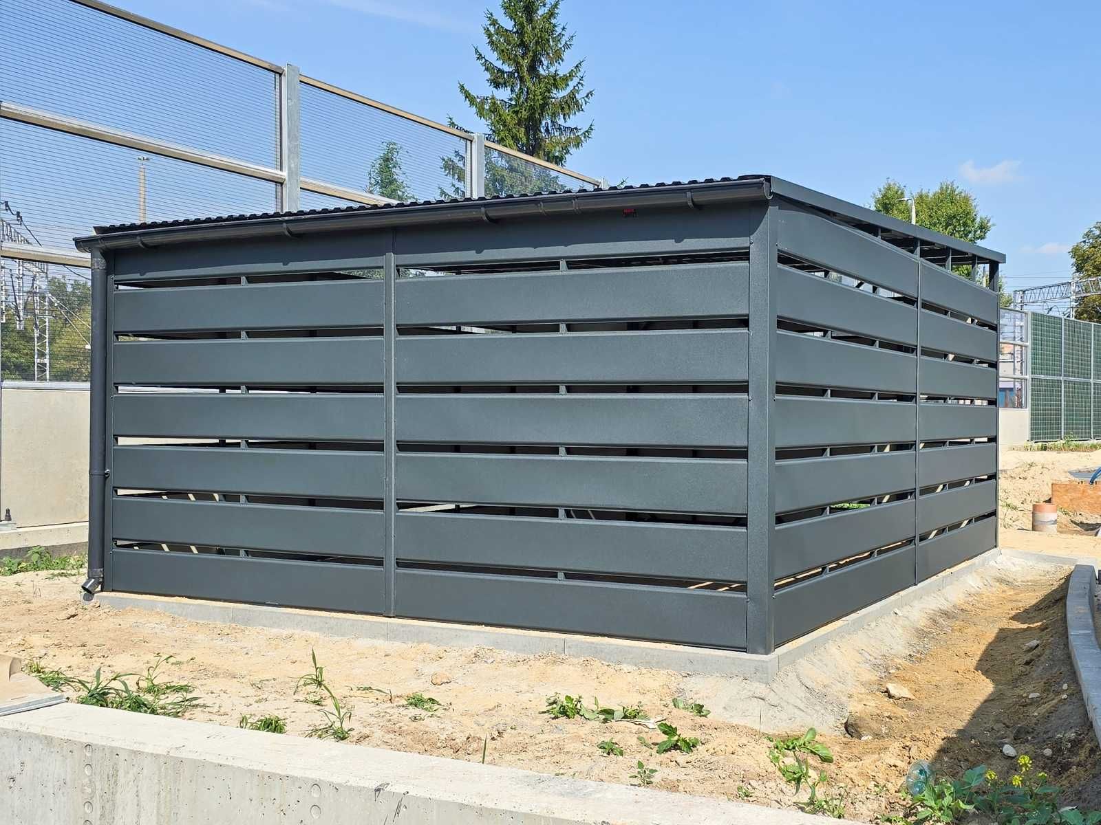 Wiata śmietnikowa 4x5 grafit + konstrukcja malowana POL-BRAM