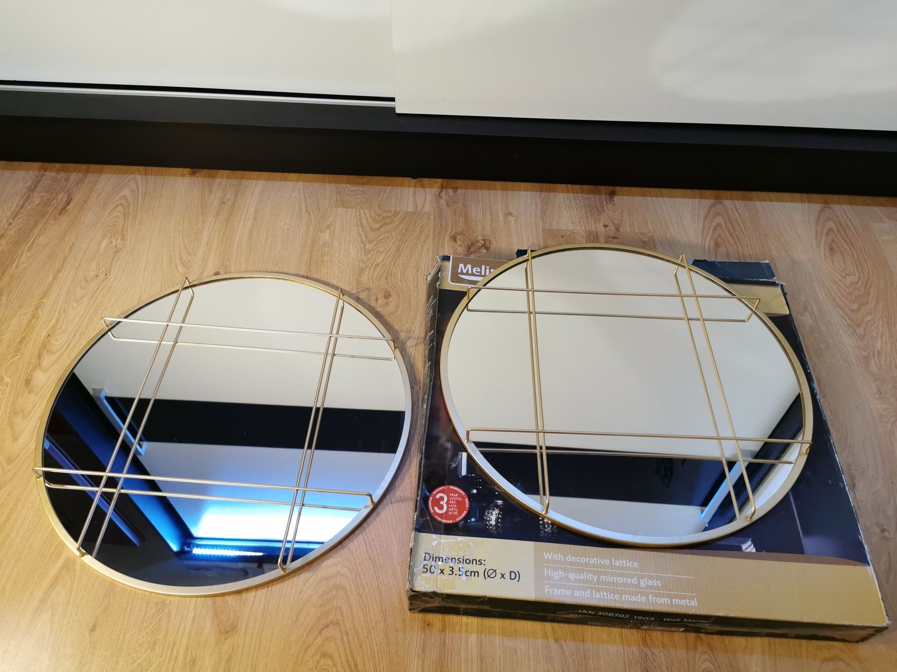 Okrągłe Ścienne Lustro Złote wall mirror GOLD Melinera  50cm