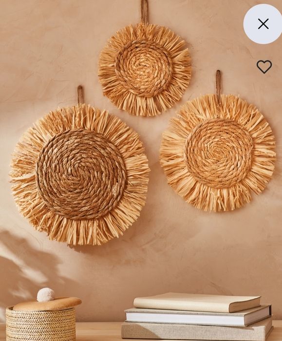 Ozdoba ścienna boho makrama zawieszka naturalna trawa wiklinowa