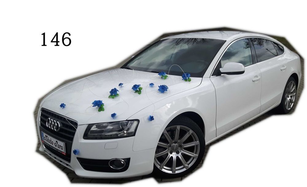 Piękna GRANATOWA dekoracja na samochód WESELNY Ozdoba nr 146
