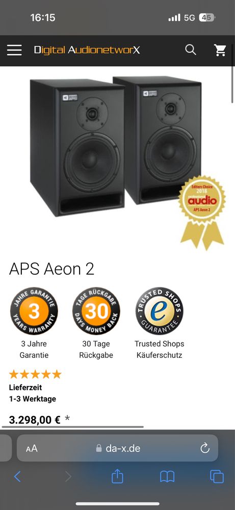 Monitores Estúdio Colunas Hi-fi APS AEON 2 Germano Acoustics