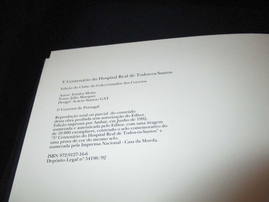 Livro V Centenário Hospital Real de Todos os Santos CTT CAPICUA