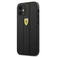 Etui Ferrari iPhone 12 Mini 5,4" Czarny PU Carbon - Kolekcja On Track