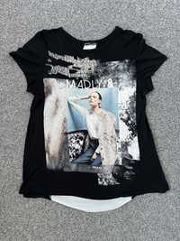 Czarna bluzka t-shirt z nadrukiem Zara 36 s