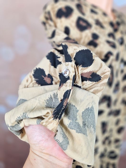 Sukienka w panterkę koszulowa new collection włoska XL 42