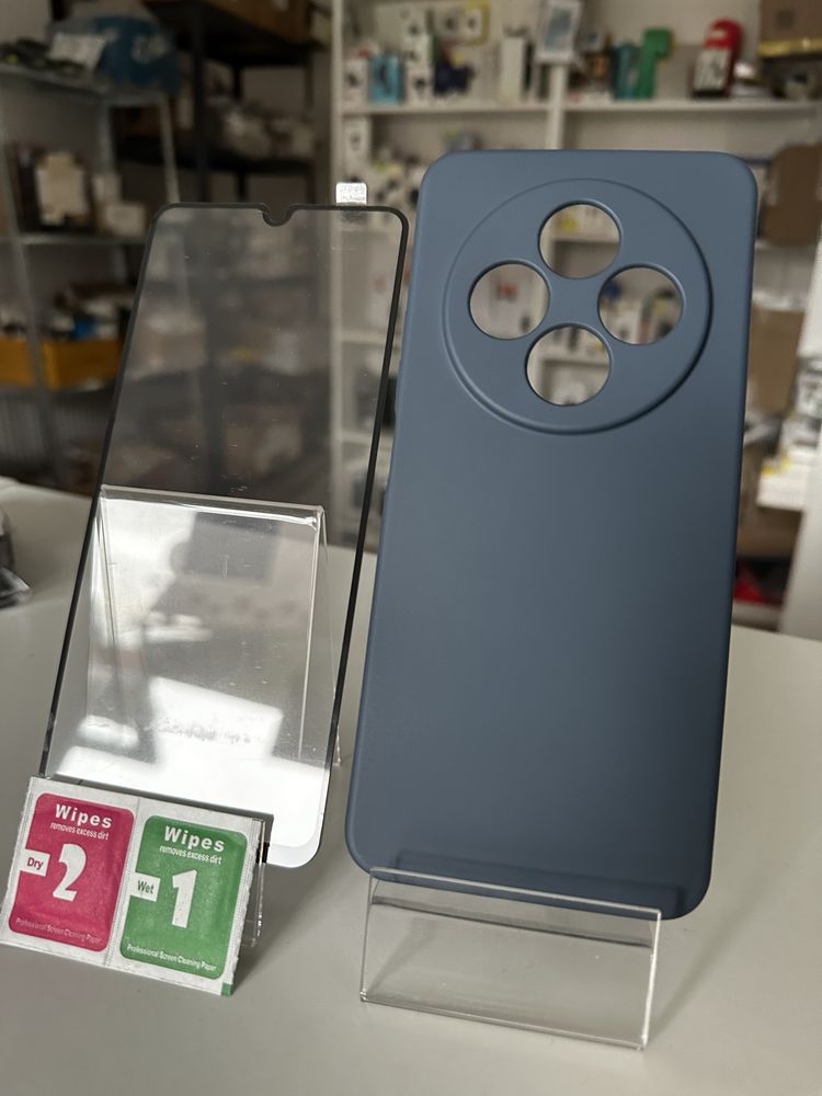 Szkło hartowane + etui silikonowe granatowe do XIAOMI REDMI 14C 4G