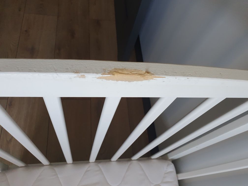 Białe łóżeczko sosnowe z szufladą 120x60 * dostawka * materac