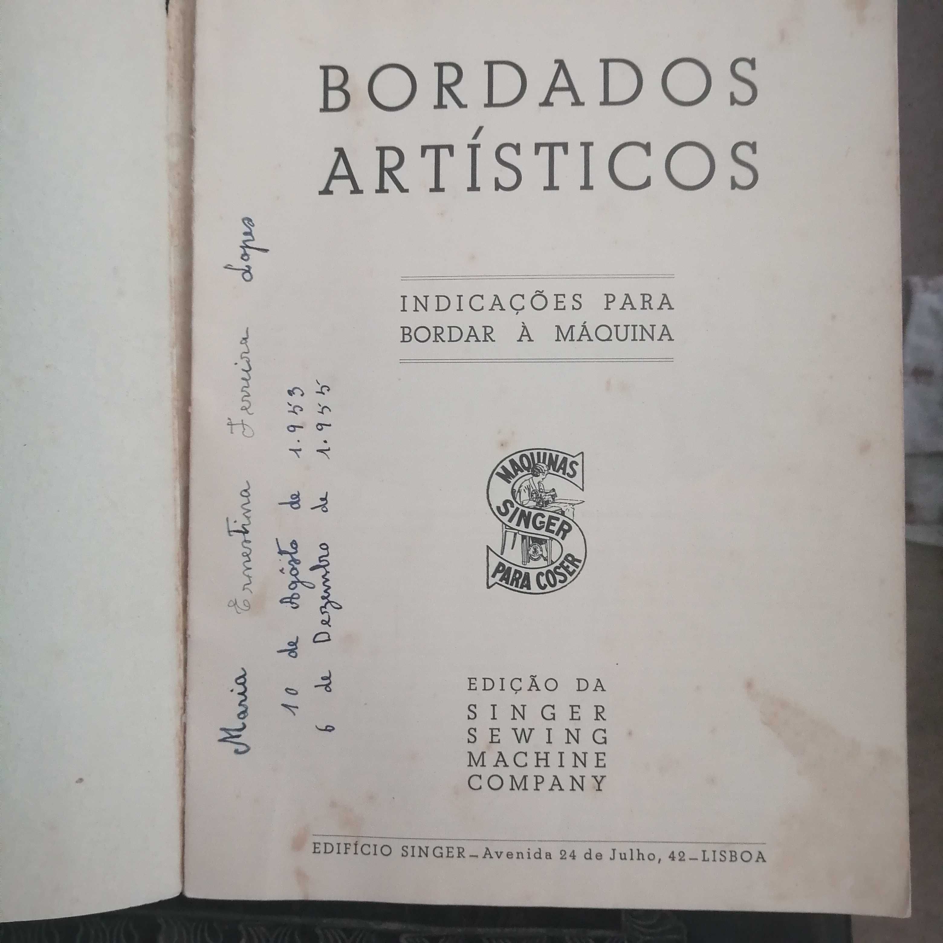 livro antigo , bordados artisticos maquinas singer