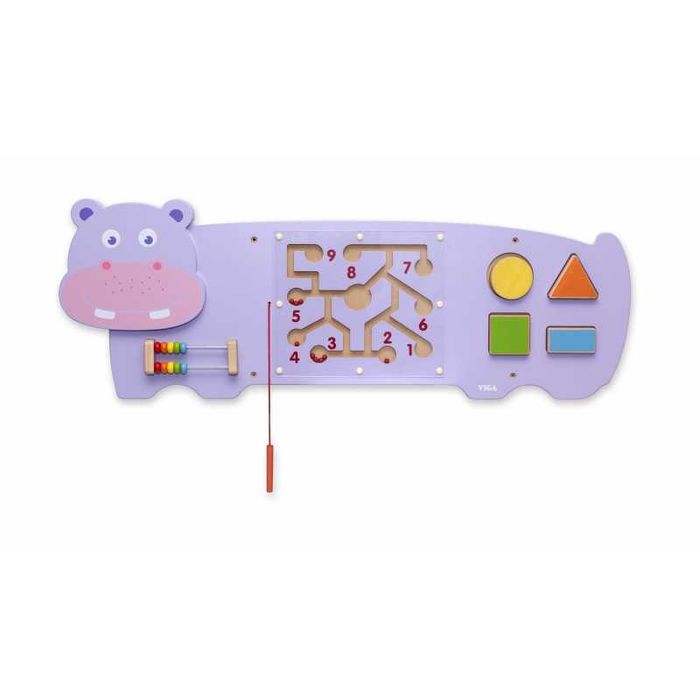 Sensoryczna tablica manipulacyjna Hipopotam drewniana Viga Toys Monte