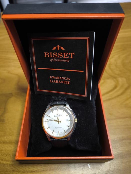 Zegarek Bisset 70095M z czarnym paskiem Nowy Szafirowe szkło