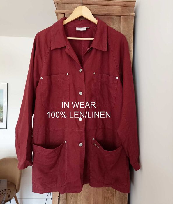 Burgundowa koszula wierzchnia InWear len