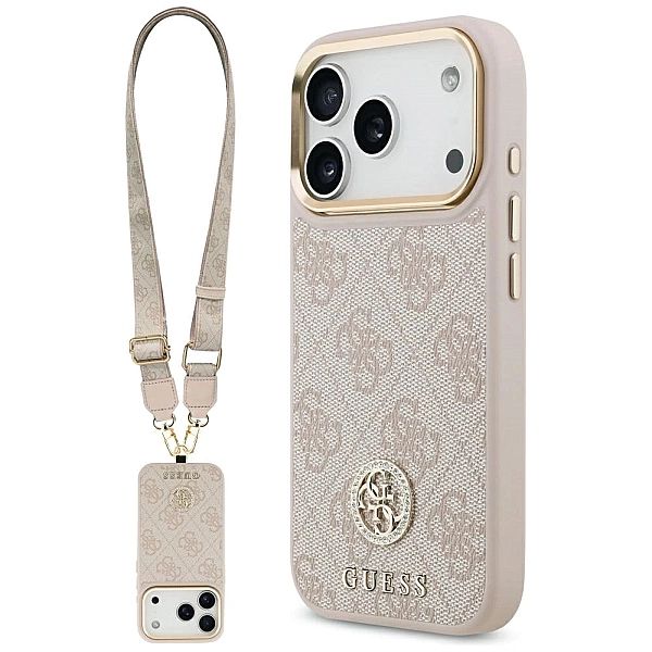 Etui Guess 4G Strass Logo & Big Strap Metal Buttons MagSafe na iPhone