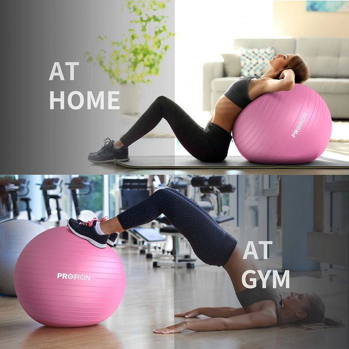 Piłka do Pilatesu PROIRON 55 cm - Antypękająca Fitball Różowa