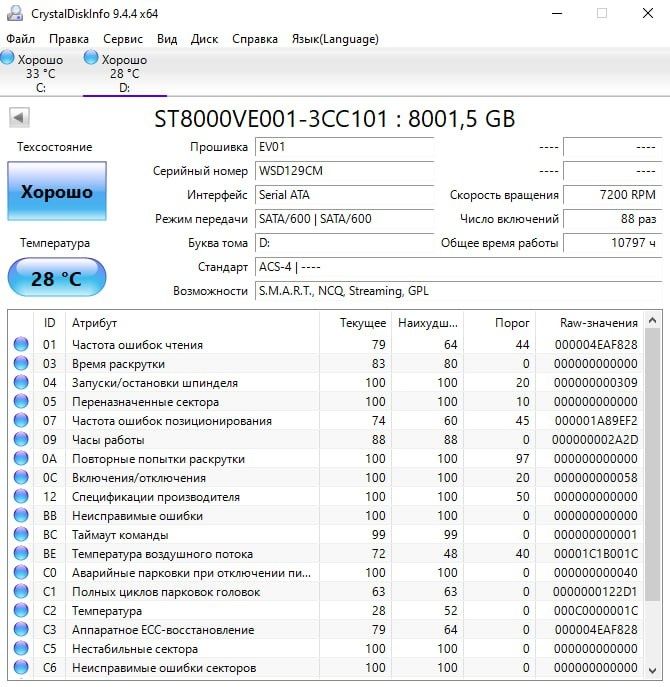 Жёсткий диск Seagate Skyhawk 8TB