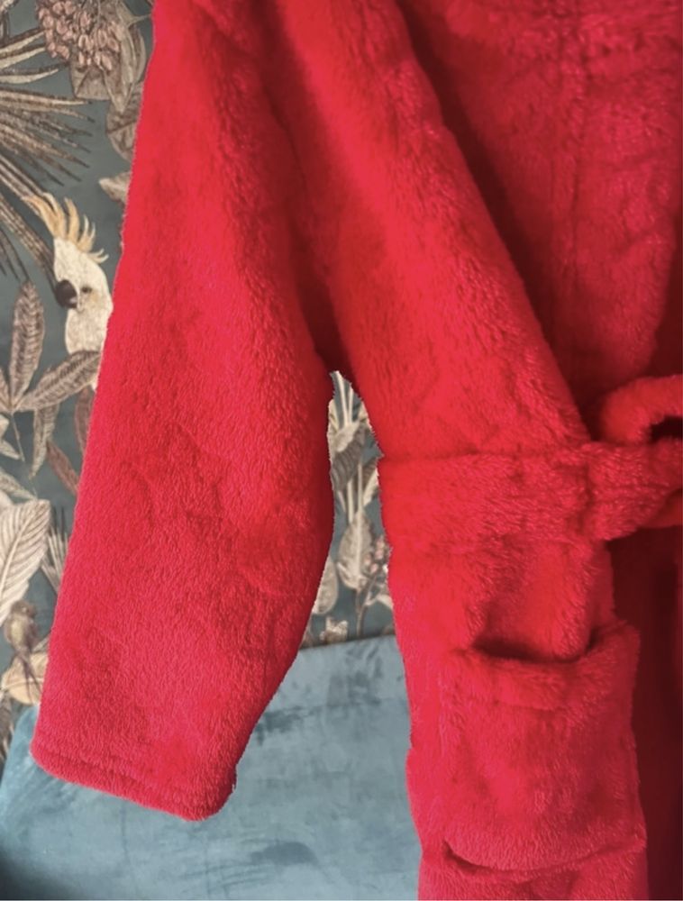 Pluszowy szlafrok z kapturem Primark rozm 86