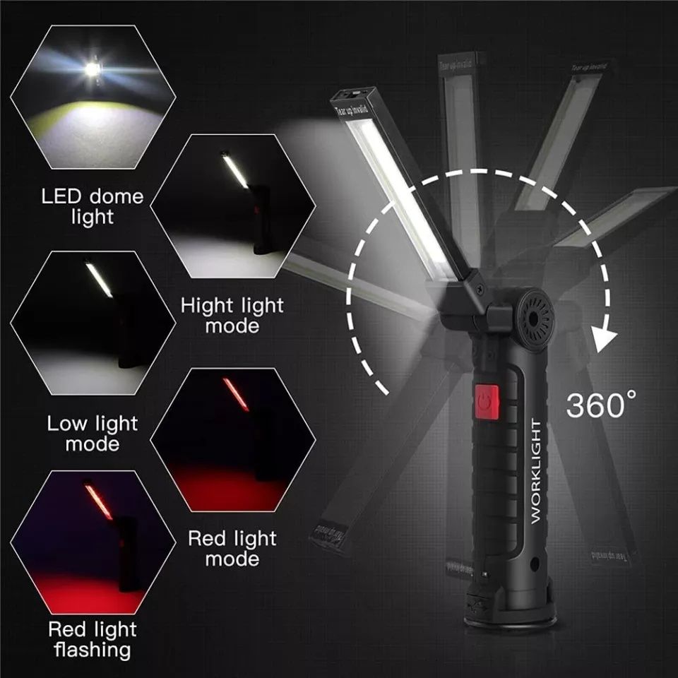 Акумуляторний ліхтар WORKLIGHT LED USB  на магнітних 360'