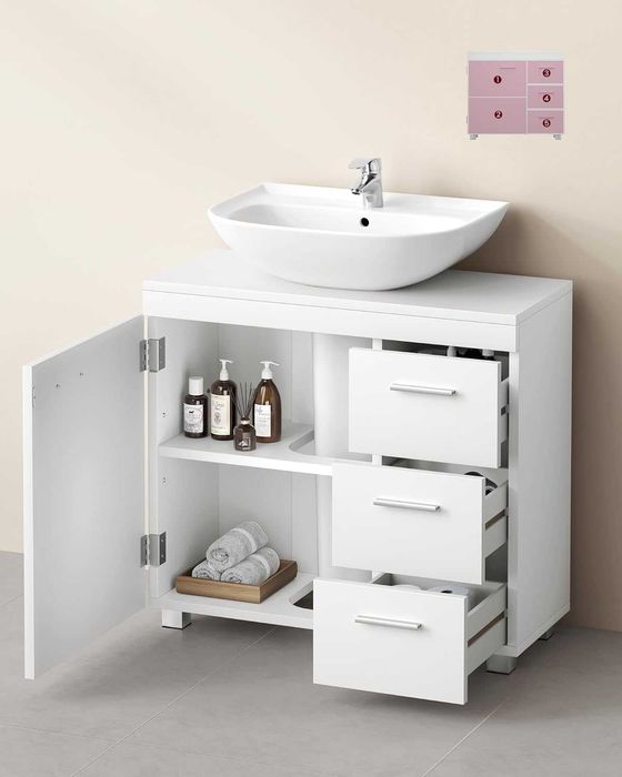 Nowa Szafka pod Umywalkę Biała 70cm z Szufladami / półka regał