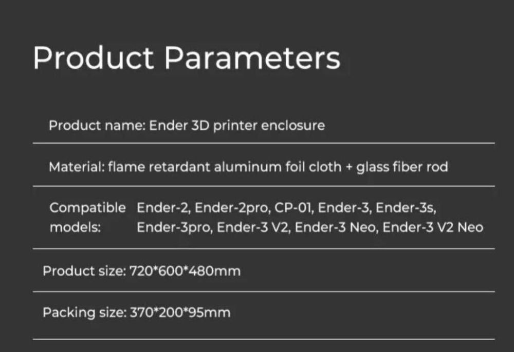 Термобокс / термокамера Creality Ender для 3D принтера 720x600x480мм