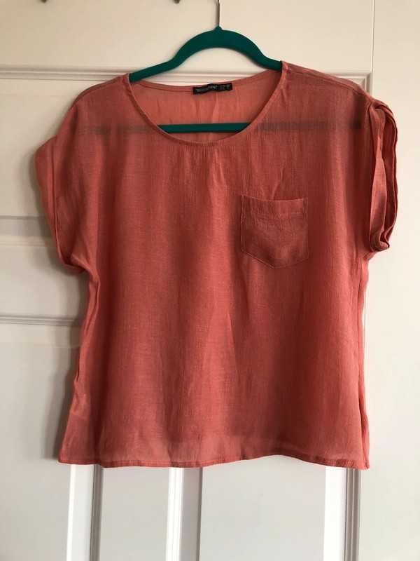 Atmosphere t-shirt bluzka nude krótka oversize 38 brzoskwinia ruda