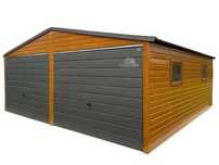 GARAŻ BLASZANY 6m x 6m 2x Brama Drzwi 2x Okno Drewnopodobny 6X6 GB287