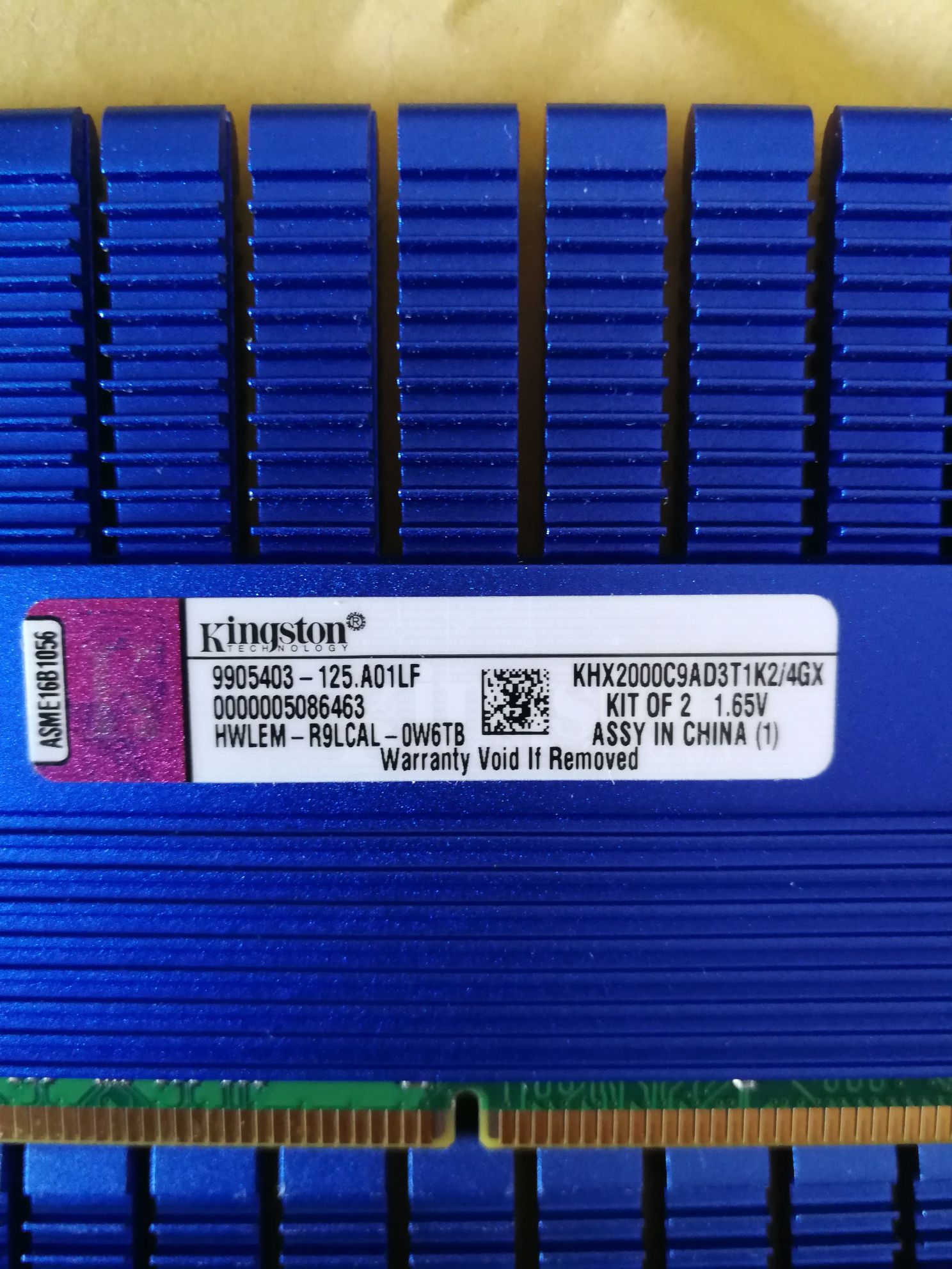 Комплект пам'яті DDR3 2X2GB HyperX