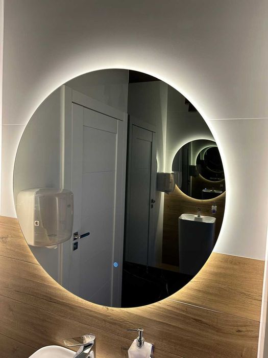 Lustro okrągłe LOFT LED kryształowe srebrne szlifowane na KAŻDY WYMIAR