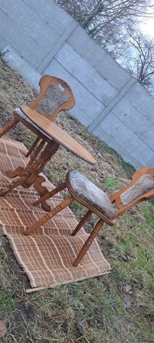 Stół z krzesłami stolik meble lite drewno komplet