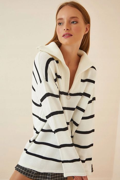 Happiness Istanbul Os Oversize Sweter W Paski R9880