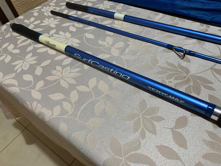 Cana de pesca surfcasting Vercelli Enigma Indigo, Carreto, Tripé