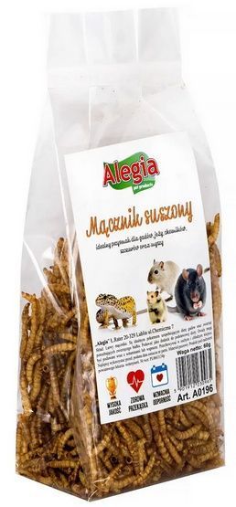 Mącznik suszony - zdrowy przysmak dla jeży gryzoni ptaków i gadów 60g
