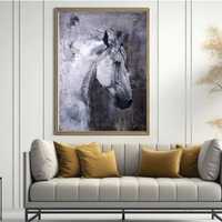 Koń czarnobiały olej na płótnie obraz ręcznie malowany 120 x 90 cm