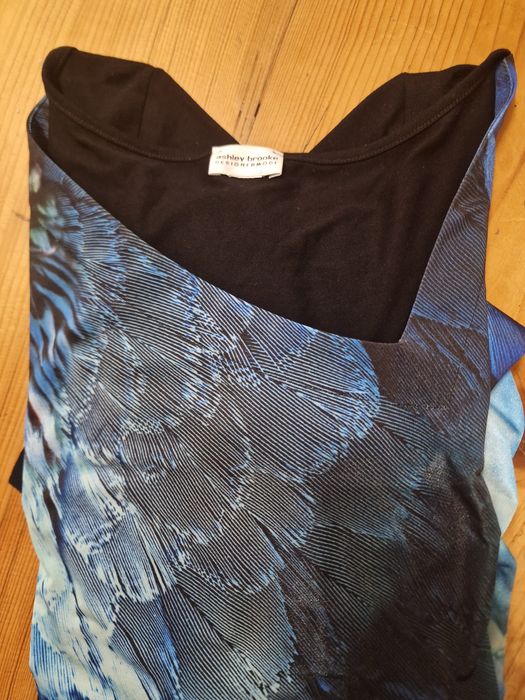 Ashley Brooke sukienka z asymetrycznym dekoltem efektowny nadruk L XL