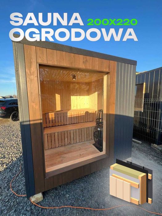 Sauna 200x220 z lipy, ocieplona, szybkie nagrzewanie
