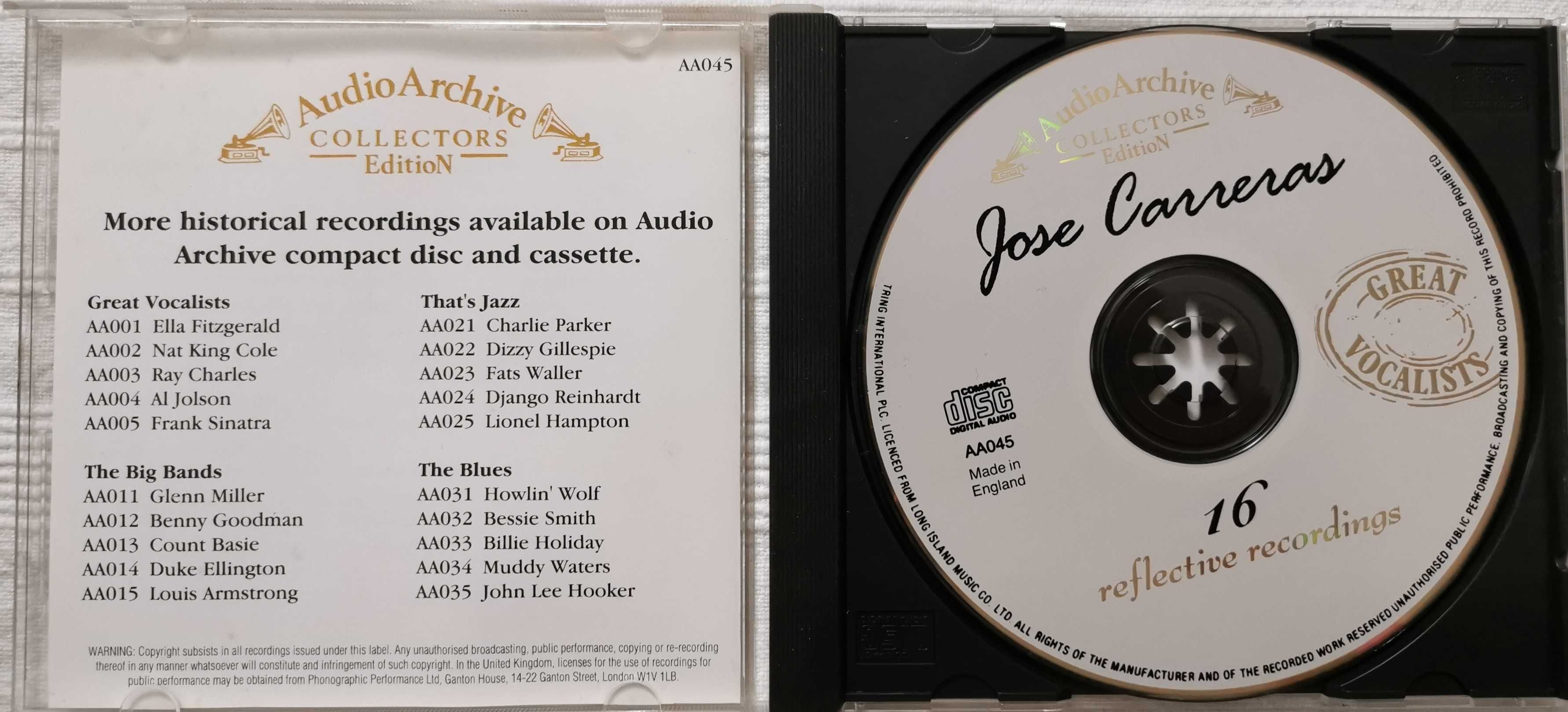CD - Jose Carreras - Reflective Recordings 16